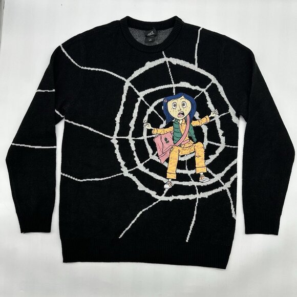 Coraline Laika Unisex Size Large Black Spiderweb Crewneck Pullover Sweater 2023 - Picture 2 of 12